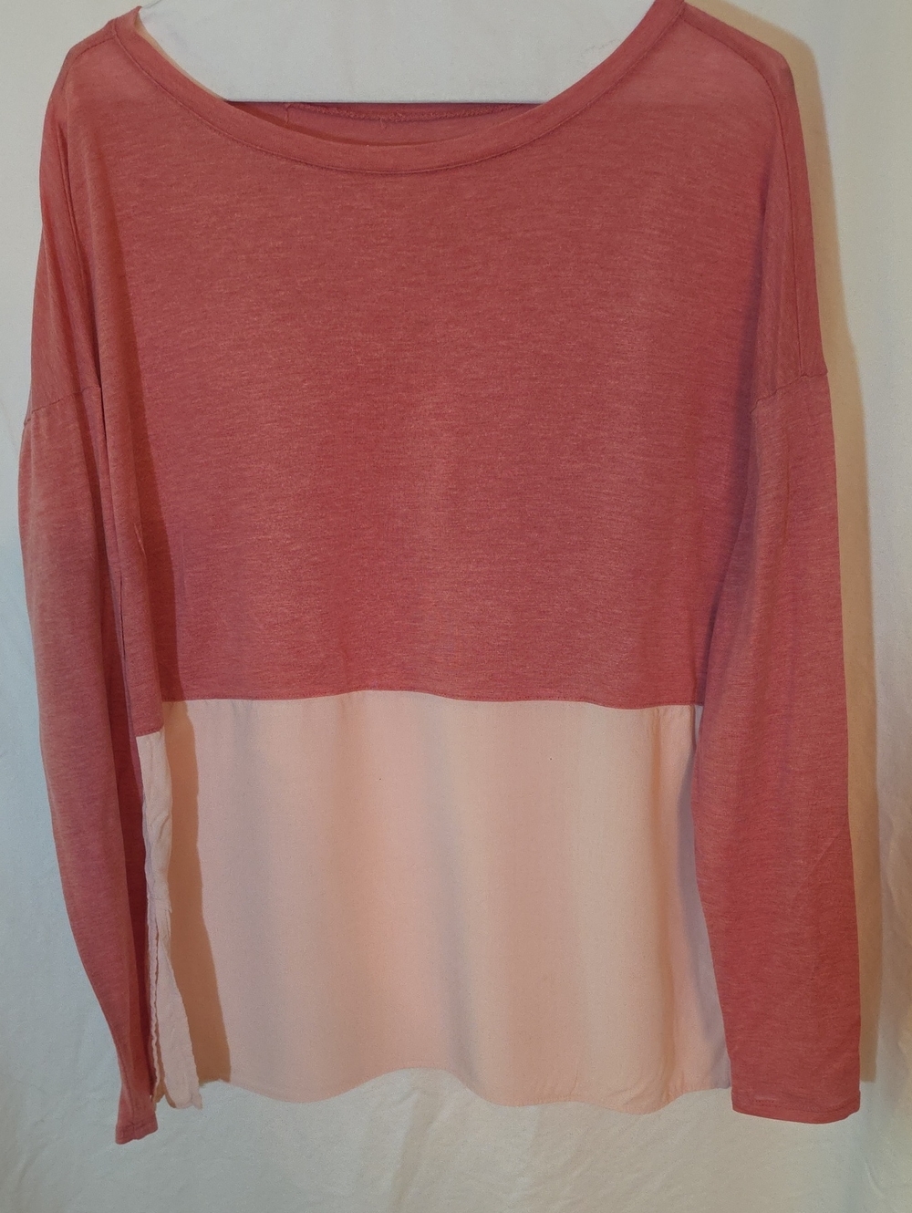 LOFT Two-Tone Long Sleeve Top in Rose and Cream